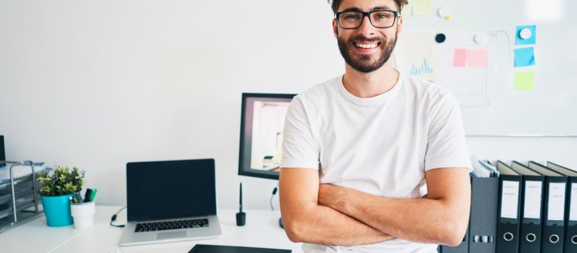 man looking happy with himself
