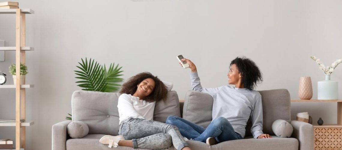 air conditioning with two people on sofa